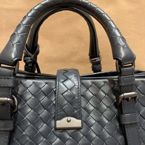 Bottega Veneta Navy Blue Intrecciato Leather Mini Roma Tote - Picture 5 of 7